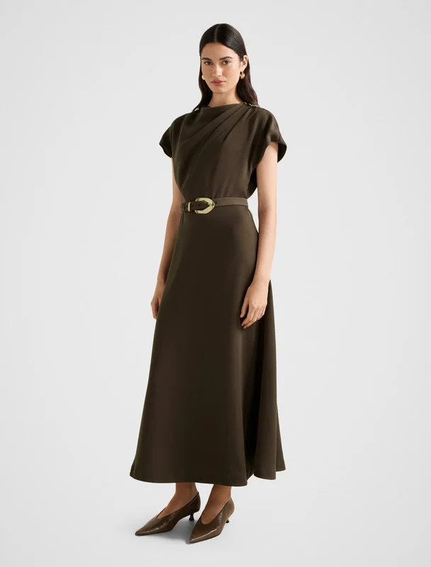 forever new  KYLEE Belted Button Neck Maxi Dress for Women | Best Price UAE